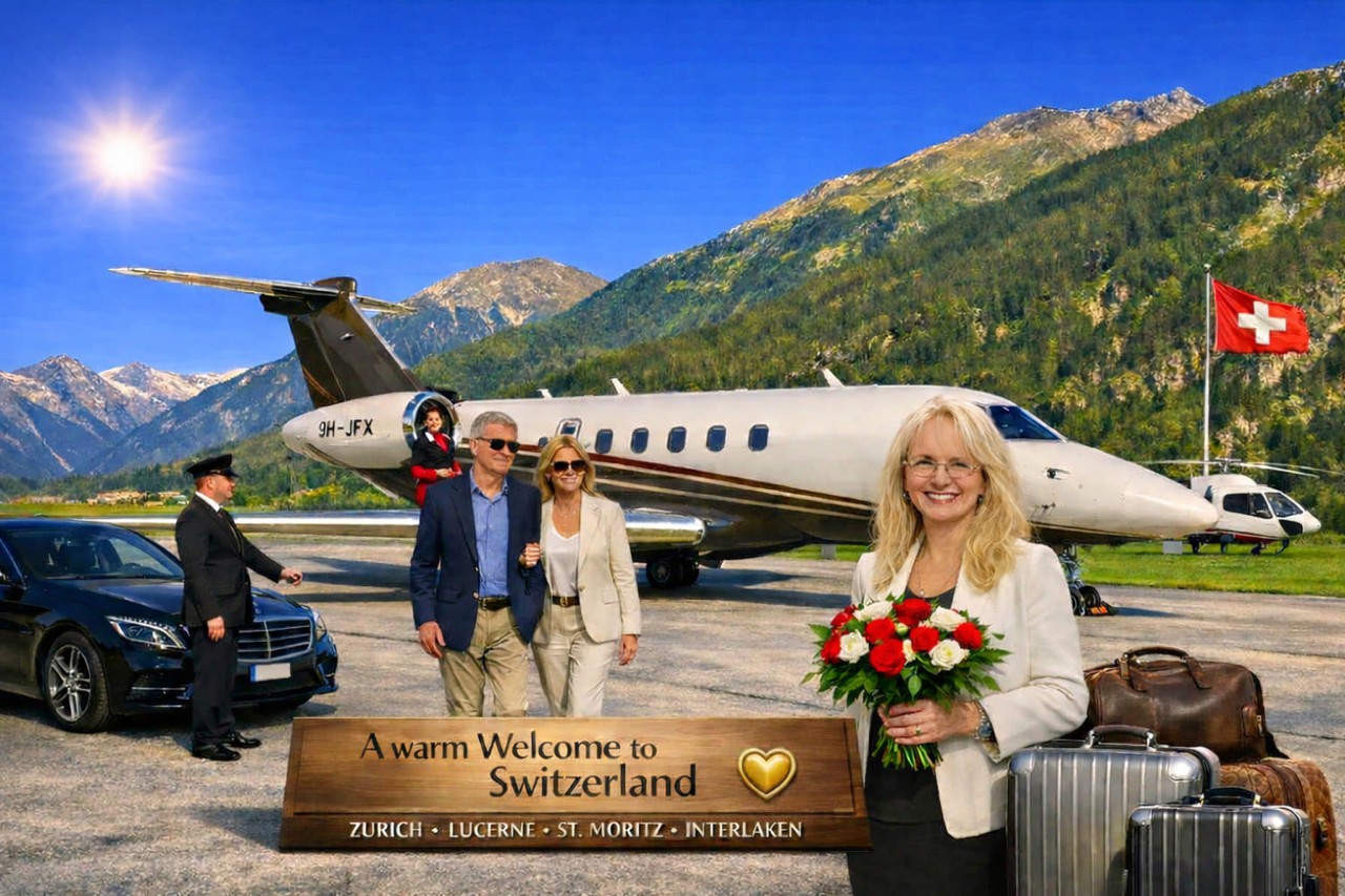 Luxury Tour Switzerland Guests arriving by Private Jet Luxury Tour Switzerland Guests arriving by Private Jet