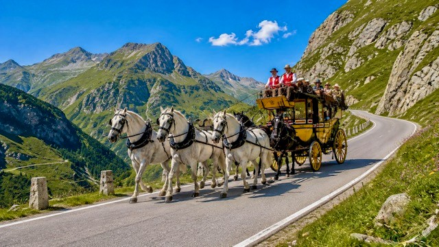 Nostalgic Gotthard Horse-Drawn Stagecoach